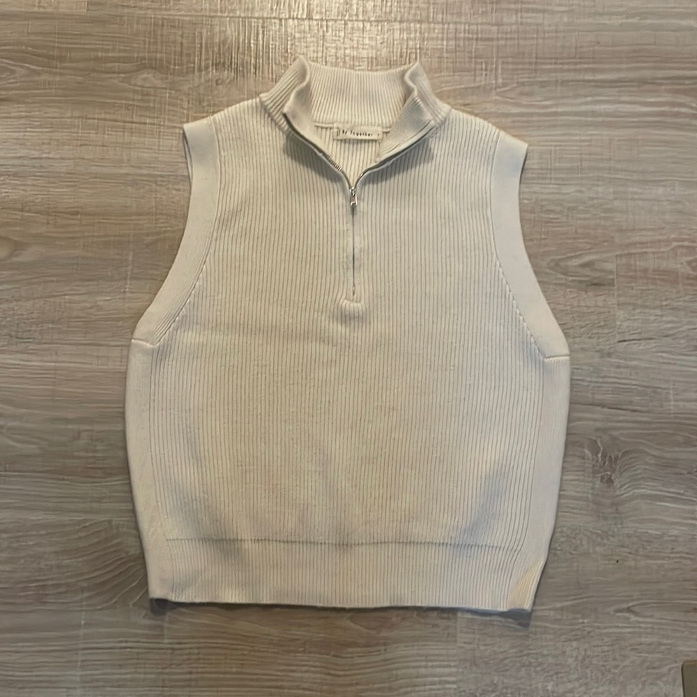 Ladies small cream sweater vest by By Together.